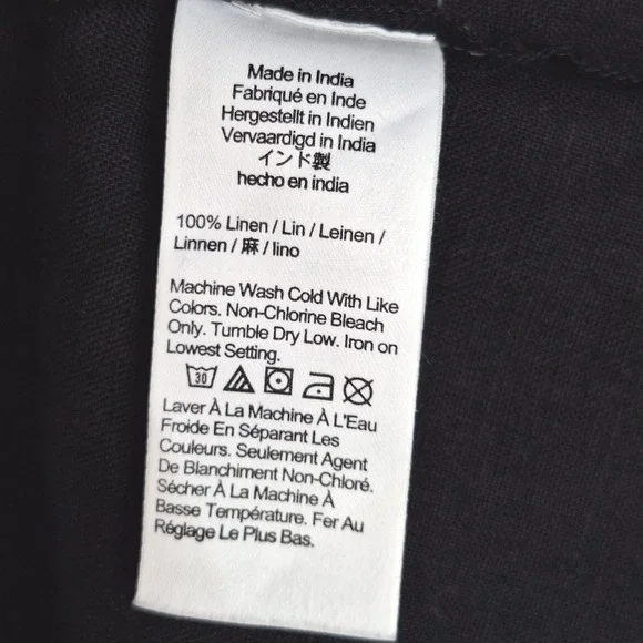 J Crew Top 18 Black Linen V-Back Boho Coastal Button Down Beach Resort Preppy - Picture 6 of 9